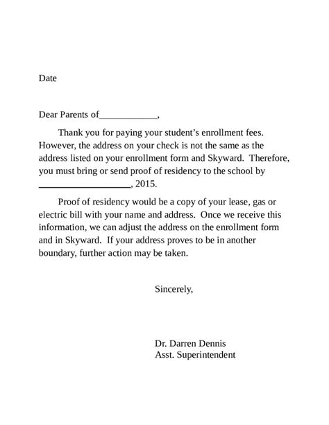 Residency Letter Template