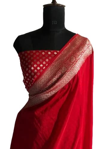 Red Georgette Banarasi Saree Border Blouse At Rs 440000 Georgette Sarees Id 2851815216488