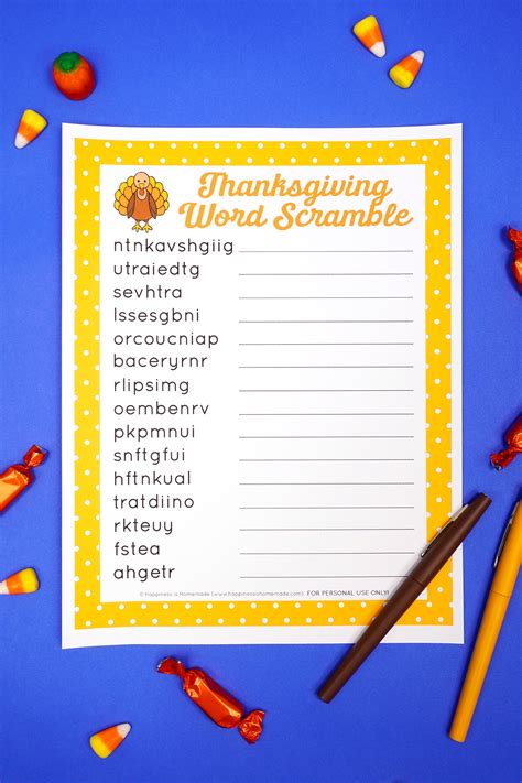 Thanksgiving Word Scramble Puzzle Happiness Is Homemade