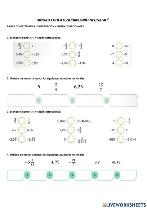 Ejercicios Interactivos De Orden De Fracciones Para Mejorar Tus