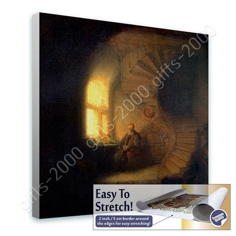Philosopher In Meditation By Rembrandt Canvas Rolled Wall Art Hd