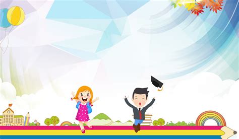 Color Cartoon Vector Toddler Graduation Ceremony Poster Background