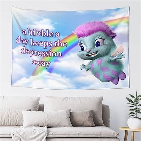 A Bibble A Day Keeps The Depression Away Bule Meme Tapestry