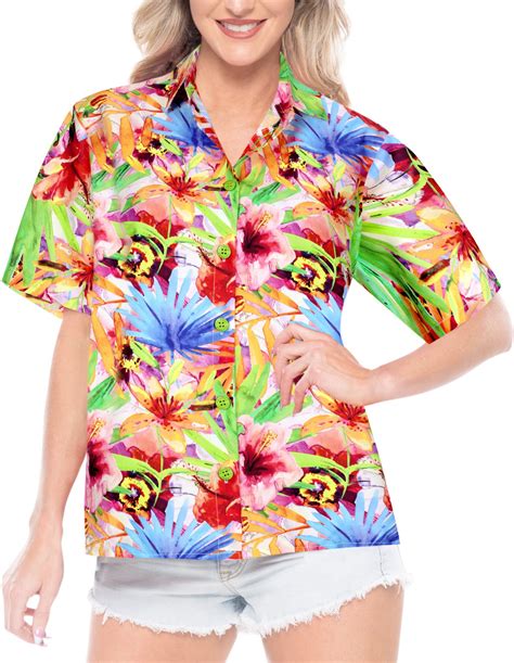 La Leela Happy Bay Classic V Neck Shirts For Women Collar Button Up Hawaiian Shirt Walmart