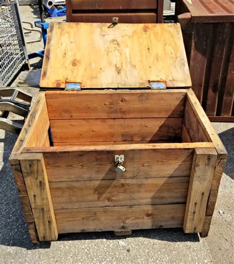 Wooden Crate Box Chest Trunk With Hinged Lockable Lid Metal Logics