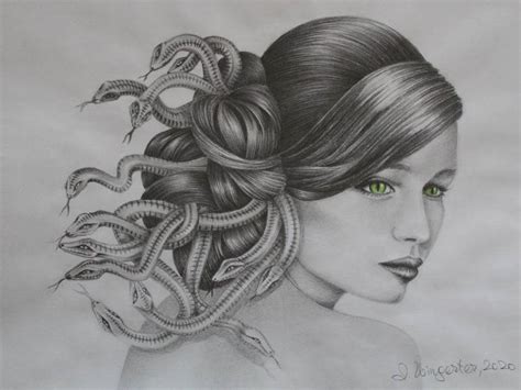 Medusa Art Pencil Drawing Mythology Print Medusa Art Dark Art Drawings