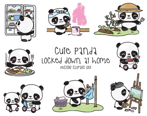 Premium Vector Clipart Kawaii Pandas Cute Pandas Clipart Riset