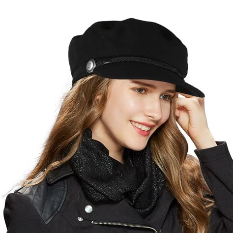 Vbiger Fashion 2017 Black Hat Women Casual Rope Flat Cap Elegant Autumn Winter Festivals Outfit