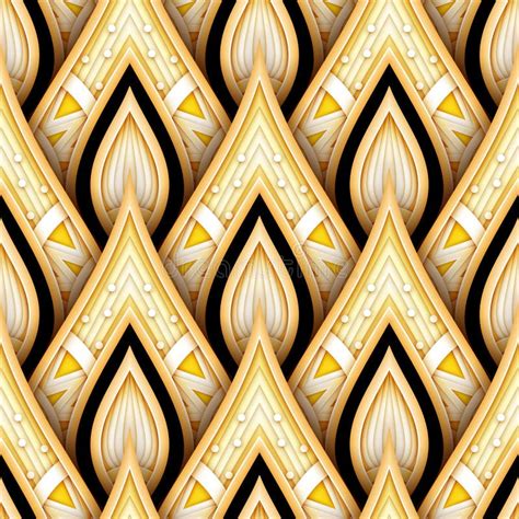 Seamless Pattern With Gold Ethnic Motifs Stock Vector Illustration Of