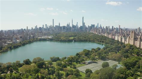Central Park In Manhattan On A Beautiful Summer Day With Blue Sky And
