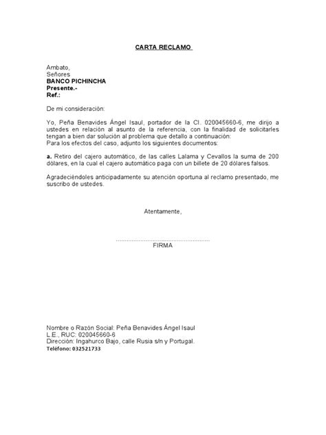 Modelo Carta De Reclamo Al Banco De Credito Creditos Bbva Colombia
