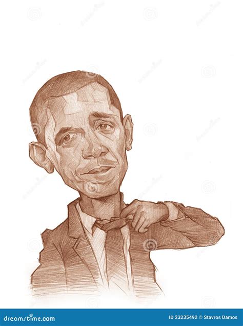 Croquis De Caricature De Barack Obama Photographie éditorial