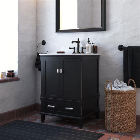 Dhp Otum 24 Inch Bathroom Vanity With Sink Black Wood