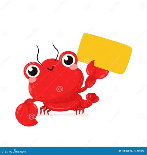 Cute Happy Smiling Lobster With Empty Sign Stock Vector Illustration