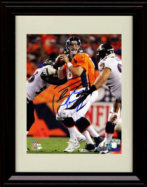 Framed Peyton Manning Denver Broncos Autograph Promo Print Dropping