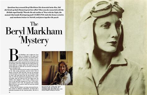 The Beryl Markham Mystery Vanity Fair October 1984