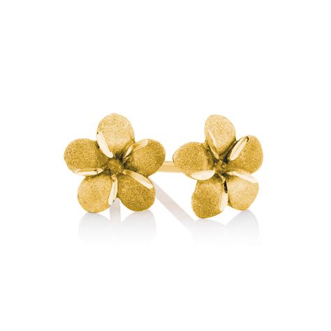 Flower Stud Earrings In 10ct Yellow Gold