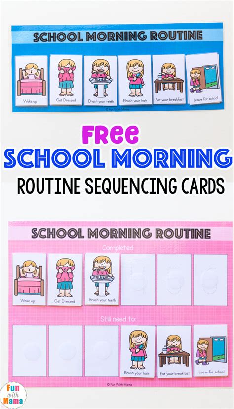 Kids Printable School Morning Routine Cards Fun With Mama