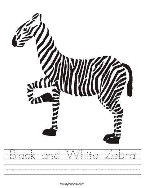 Black And White Zebra Worksheet Twisty Noodle