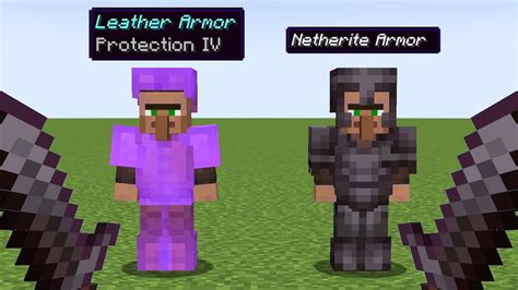Netherite Armor Vs Protection Iv Leather Armor Youtube