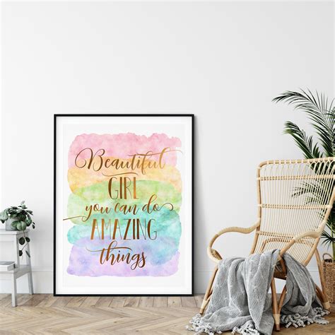 Beautiful Girl You Can Do Amazing Things Quote Childrens Nursery Room
