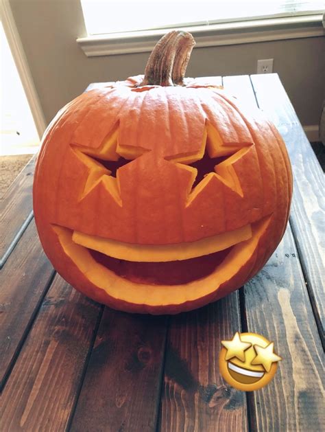I love the heart eyes emoji, so here's how i made a heart eyes carved pumpkin for halloween!i'm working with the brick on some fun. Star-eyed pumpkin carving #pumpkin #pumpkincarving # ...