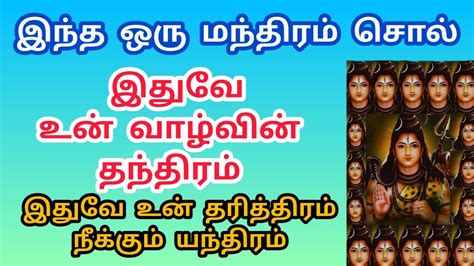 இந்த ஒரு மந்திரம் சொல் இந்த மந்திரம் உன் வாழ்வின் தந்திரம் உன் தரித்திரம் நீக்கும் யந்திரம்