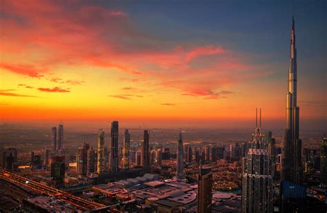 Download City United Arab Emirates Skyscraper Building Sunset Man Made