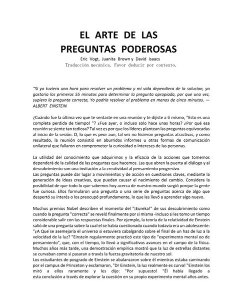PDF EL ARTE DE LAS PREGUNTAS PODEROSAS EL ARTE DE LAS PREGUNTAS