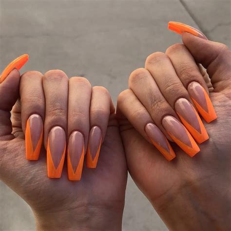 38 Neon Orange French Tip Nails Noviyandipainter
