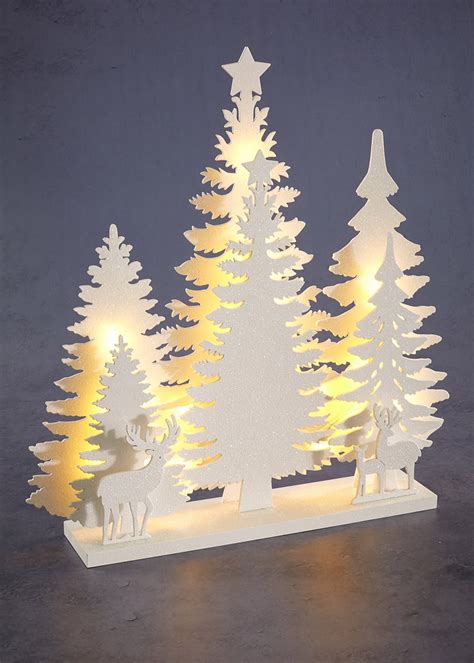 Led Forest Scene Christmas Decoration 40cm X 38cm X 7cm White