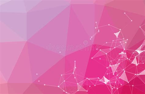 Abstract Pink Light Polygonal Space Background With Connecting Dots And