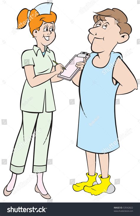 Cartoon Art Nurse Getting Information Patient Stock Vector 53542822