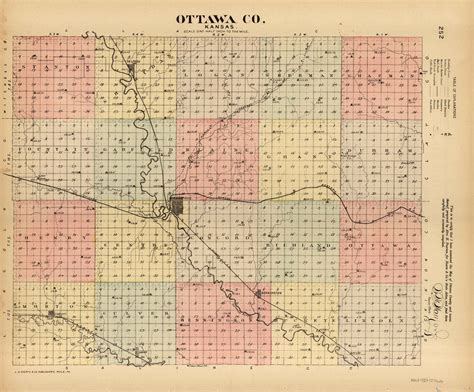 Lh Everts 1887 Map Of Ottawa County Kansas Art Source International