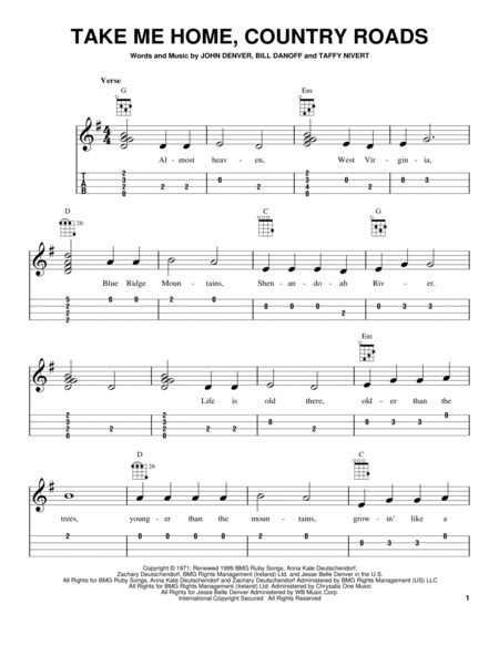 6 easy country songs to play on guitar. Free Guitar Sheet Music Country Roads - take me home country roads sheet music john denver ...