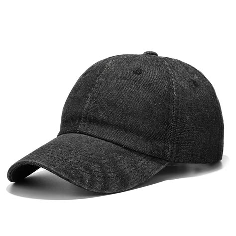 Casual Cotton Baseball Cap Adjustable Washed Denim Hat Solid Snapback