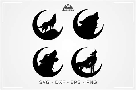 Wolf Howling Moon Svg Design By Agsdesign Thehungryjpeg