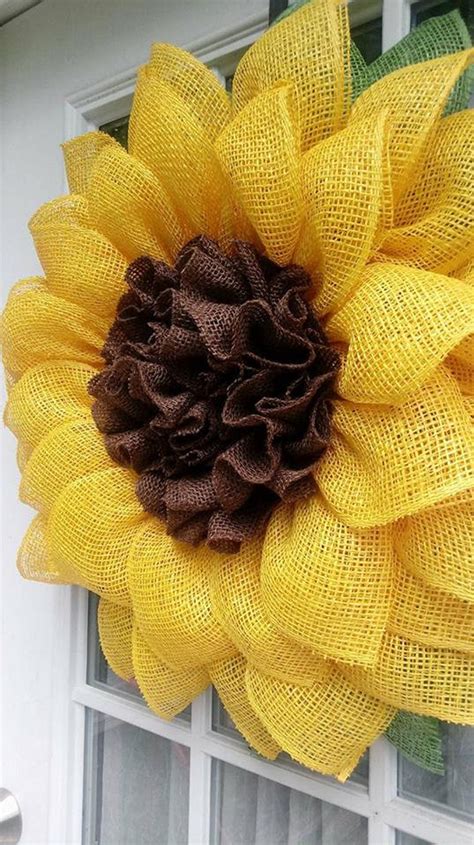 Sunflower Wreath Yellow Burlap Sunflower Front Door Porch Etsy