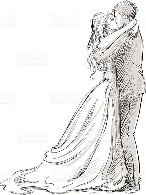 People Kissing Drawings Sketch Coloring Page