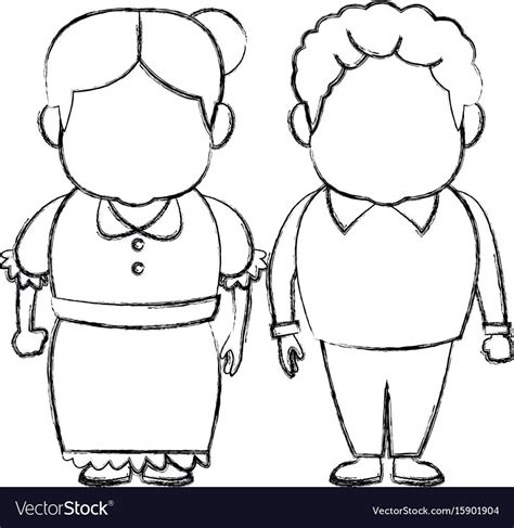 Happy Grandpa And Grandma Parents Standing Together Vector Illustration