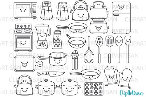 Kawaii Kitchen Cute Cook Clip Art Graphic By Clipartisan · Creative