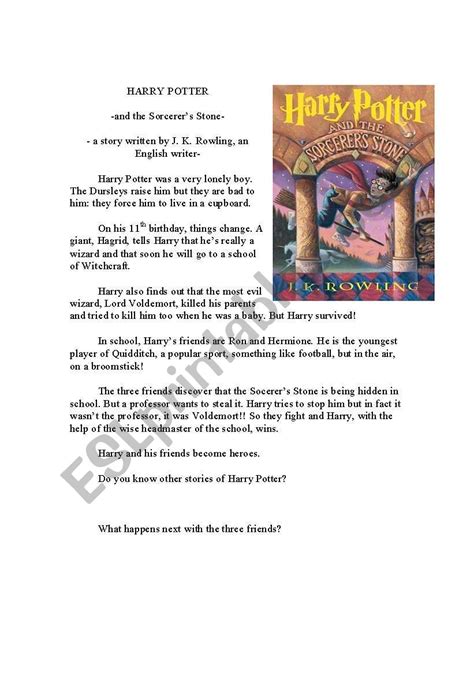 Harry Potter Reading Esl Worksheet By Dianaelenagalati