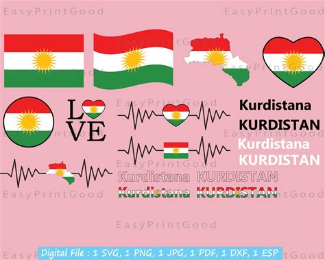 Kurdistan Flag Bundle Svg Kurd Kurdistani Banner Love Etsy