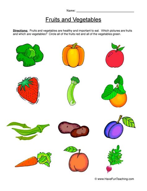 Fruits And Vegetables Worksheet By Teach Simple