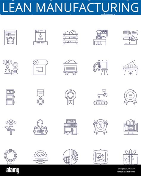 Kaizen 5s Methodology Flat Line Icons Set Japanese Bu