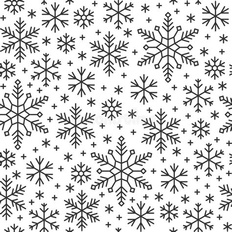 Snow Flake Line Seamless Pattern Winter Background Stock Vector