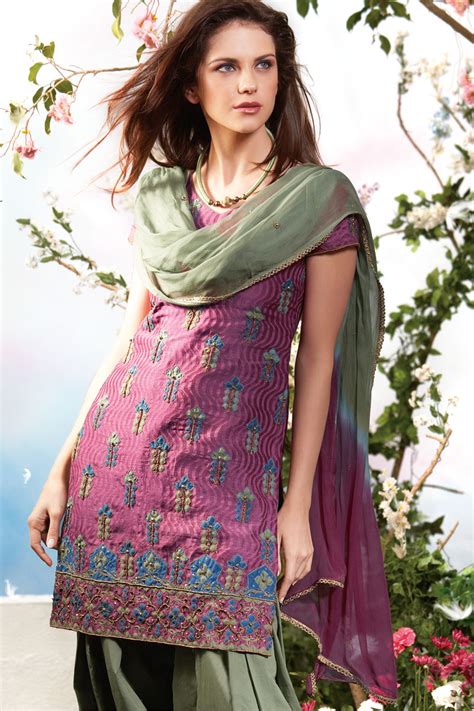 Embroidered Cotton Salwar Kameez Indian Designing Pakistani Trend Graceful Simple