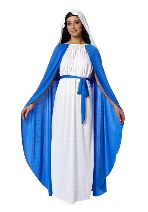 Womens Virgin Mary Costume Nativity Christmas Biblical Ladies Blue Fancy Dress Ebay