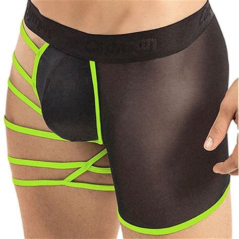 Male Sexy Mesh Ventilate Boxers Underwear Party Club Short Shorts Gay