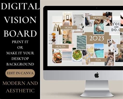 2023 Digital Vision Board Canva Template 2023 Goals Board Etsy In
